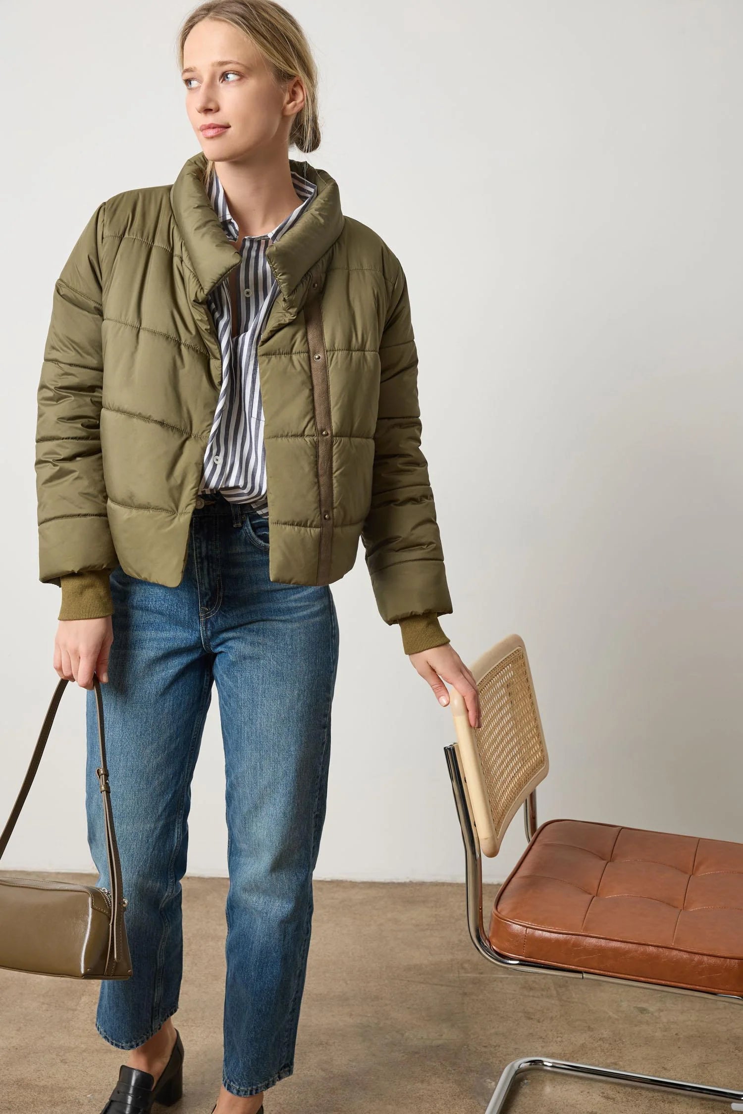 Knit cuff jacket (PA3135) - evergreen