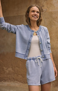 Daily knit denim cardigan - washed indigo