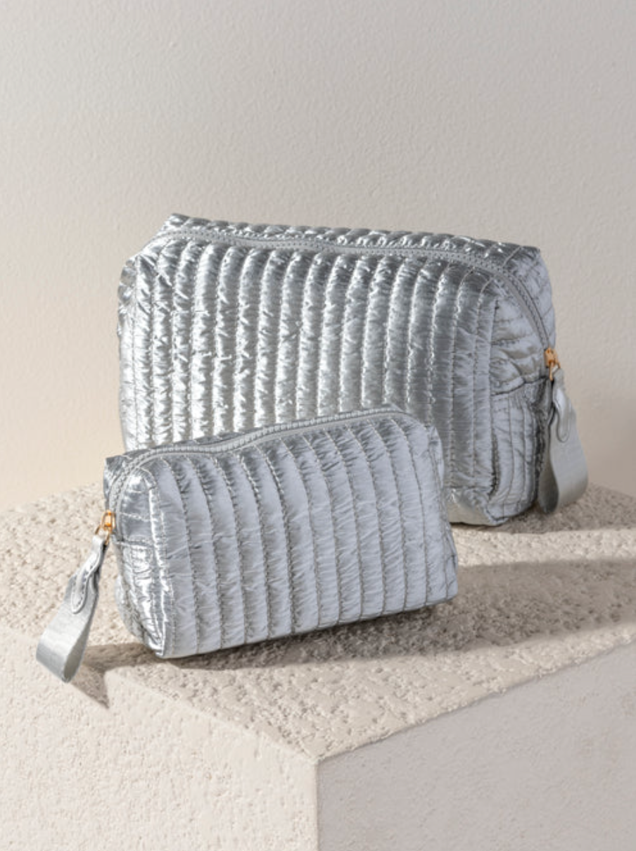 Logan large cosmetic pouch - silver