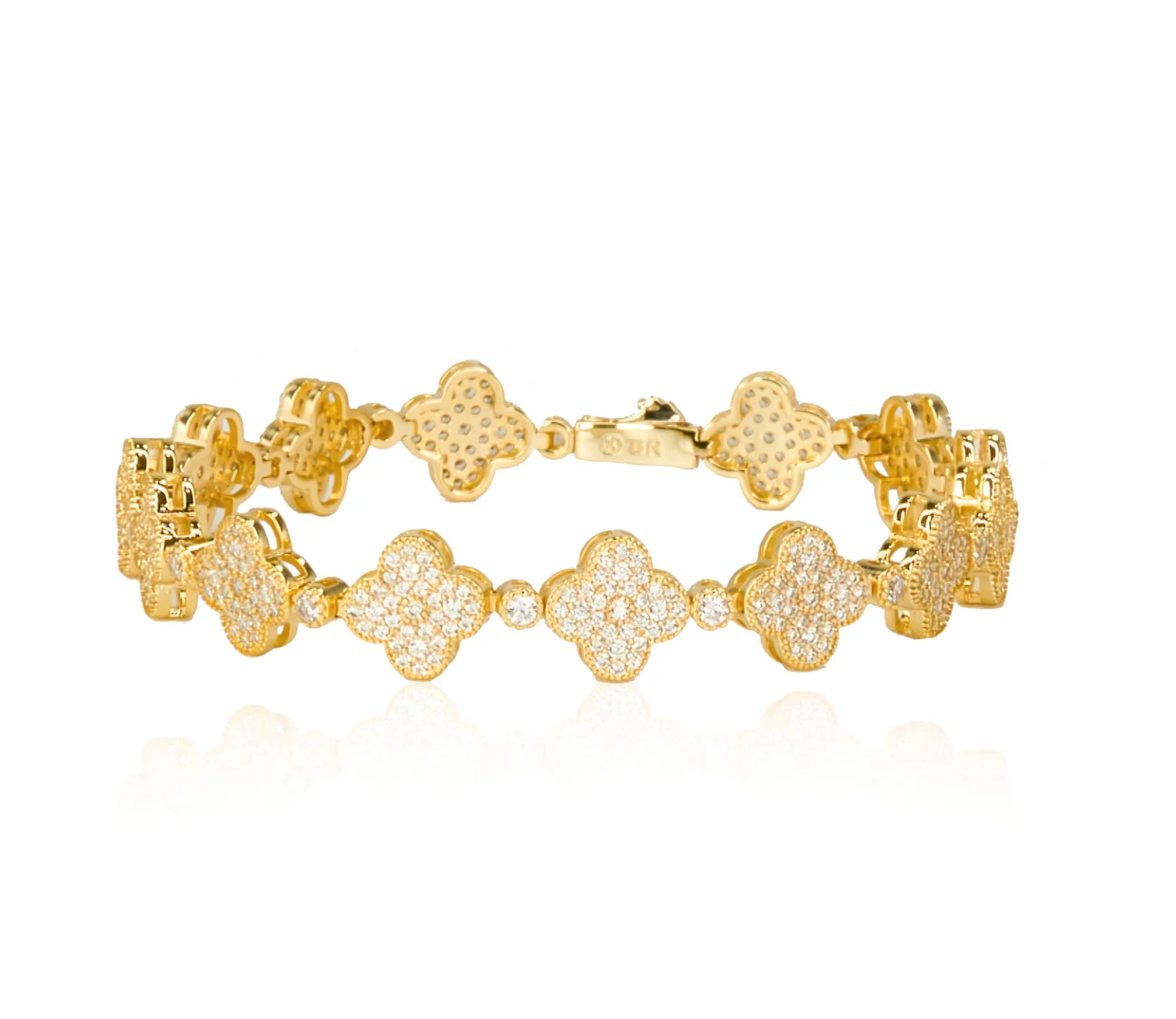 Gracie clover tennis bracelet - gold