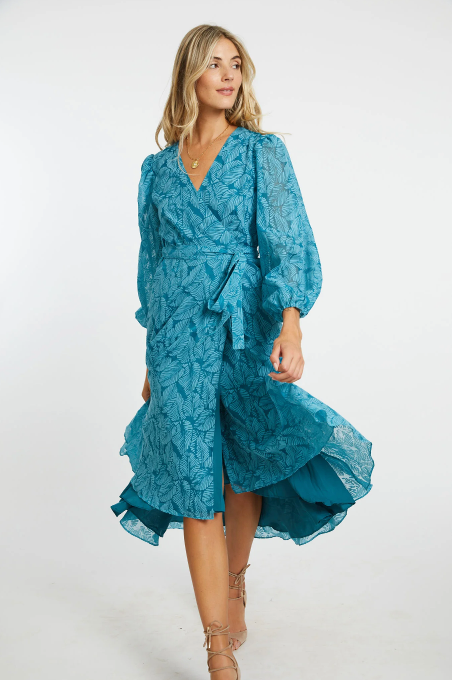 Moon Maxi - teal leaf burnout