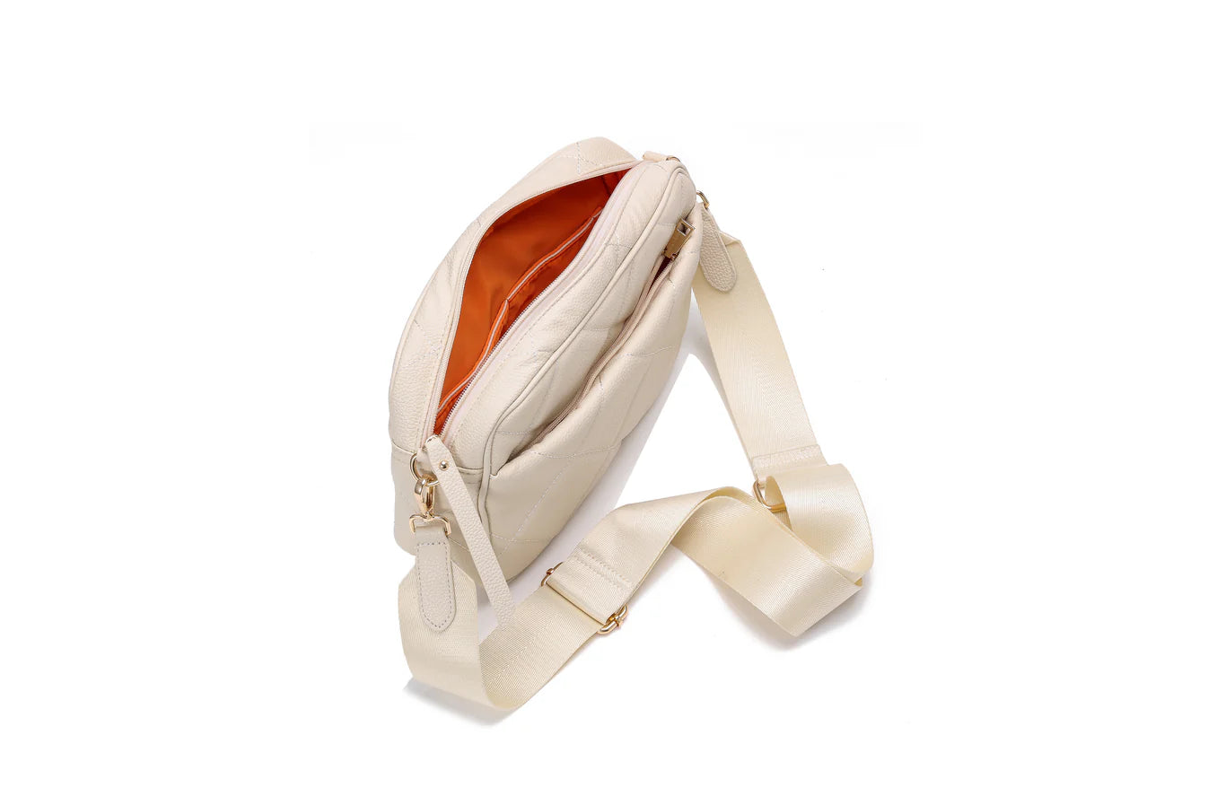 Noa pebbled cargo crossbody - vanilla