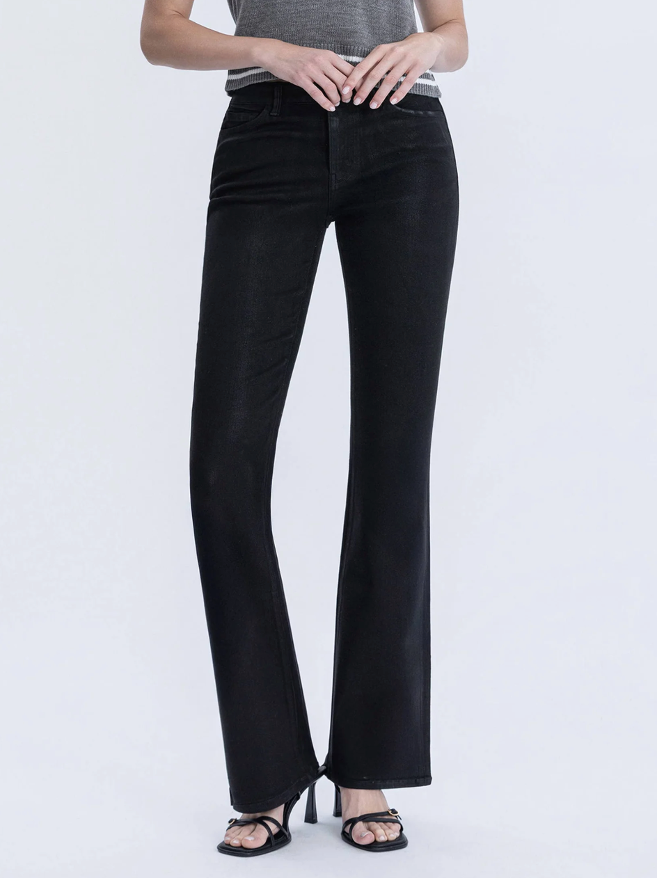 F6314BK - Full Length Black Bootcut Jeans - black