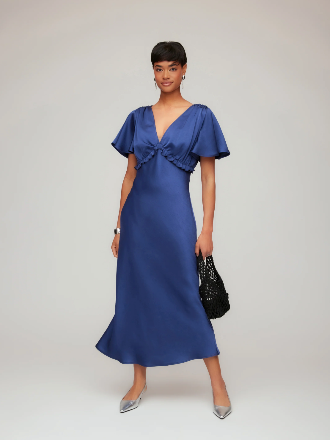 Shailene Flutter Sleeve Dress - deep blue
