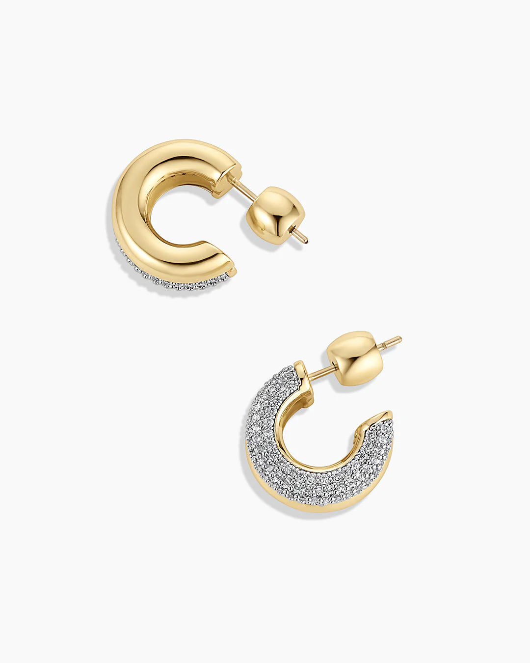 Lou shimmer stacked huggies - gold