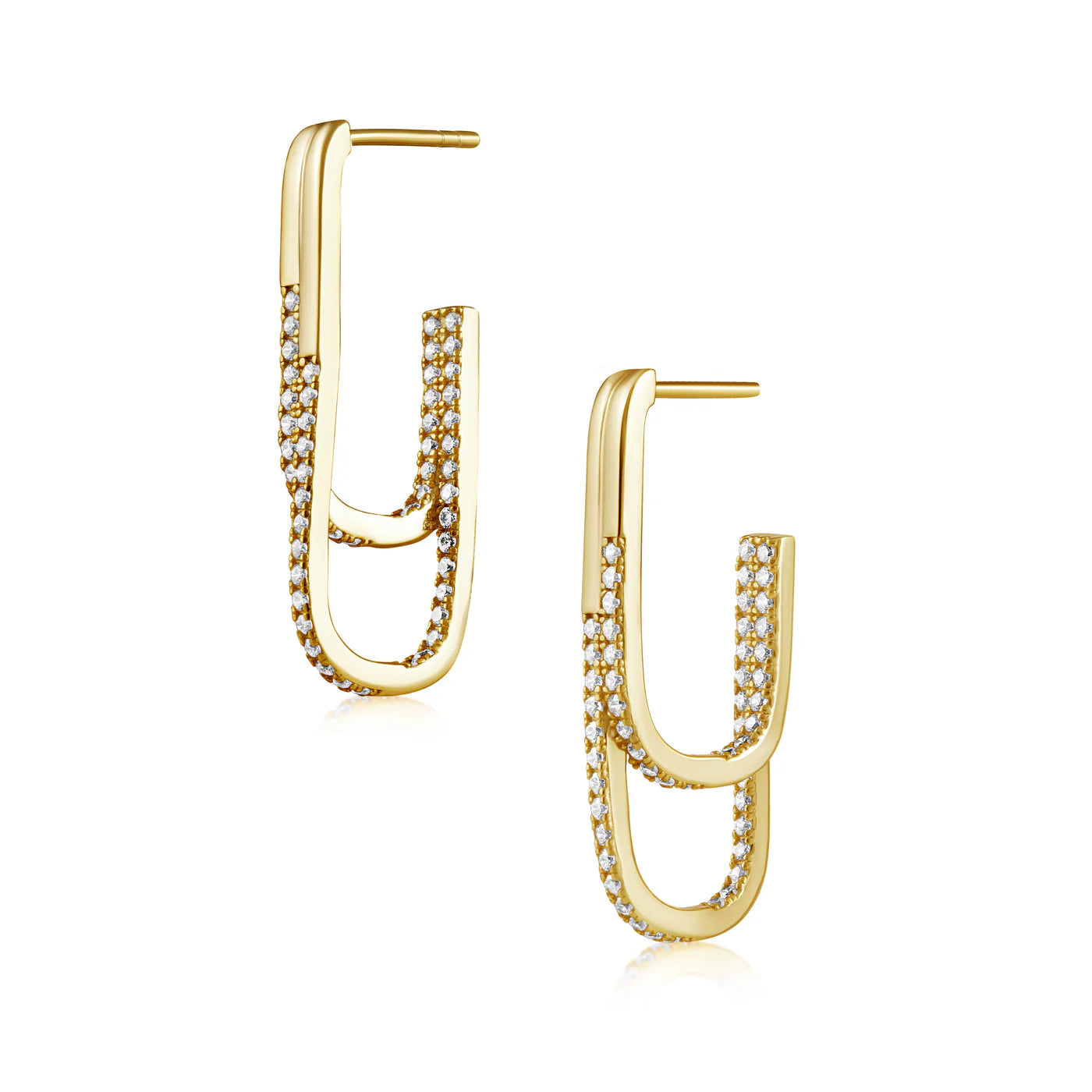 Jasmine pave double hoops - gold/cz