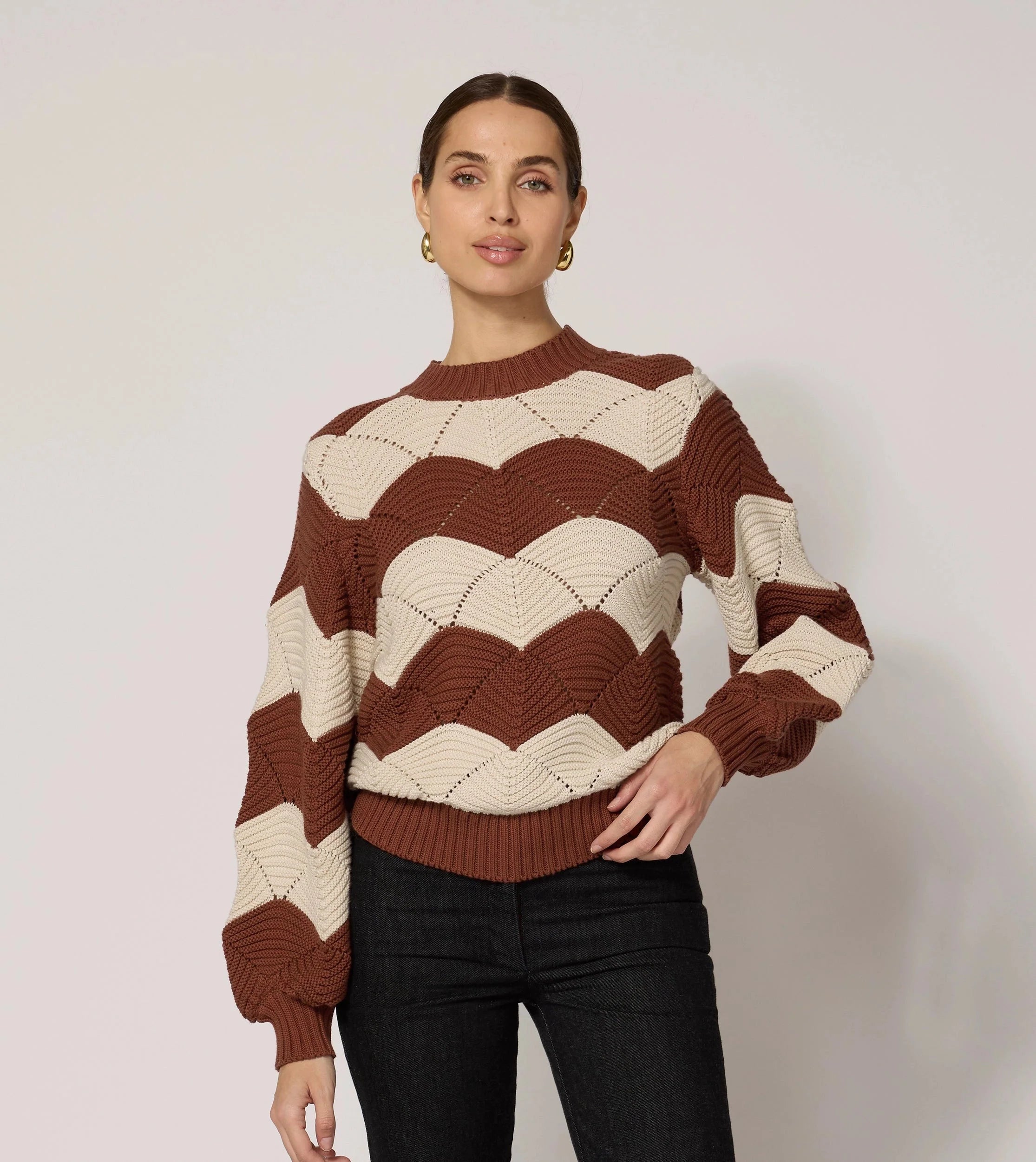 Kori sweater - ivory / terracotta