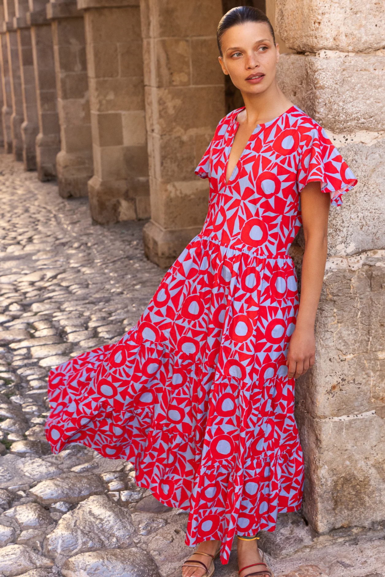 V-neck maxi - eclipse red
