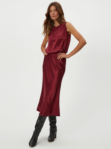 Leila bias midi skirt - garnet