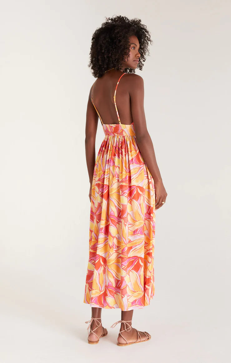 Charm stained glass midi dress - papaya glow