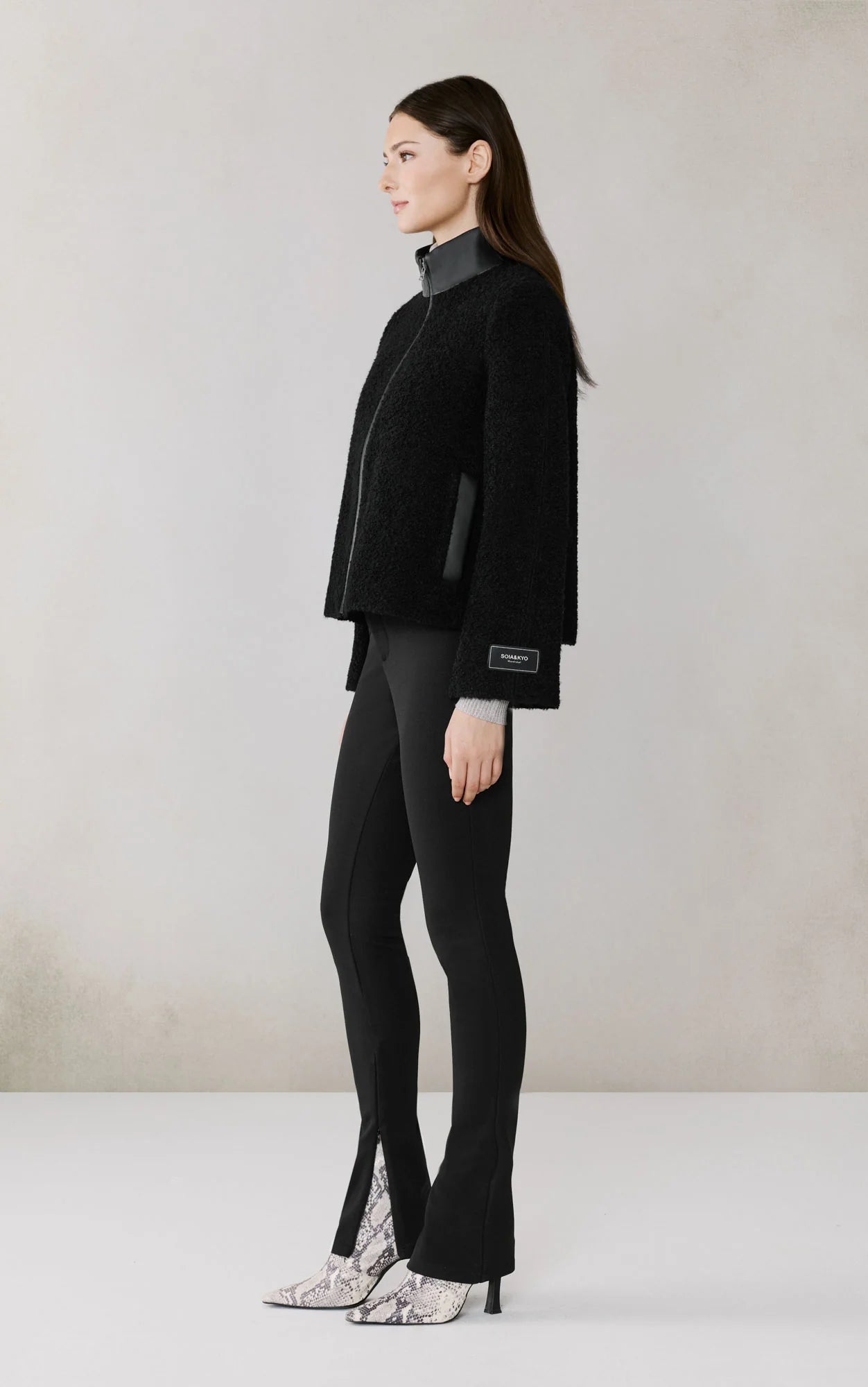 Kaitlyn boucle trapeze jacket - black
