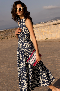Sleeveless piped maxi - acadia navy