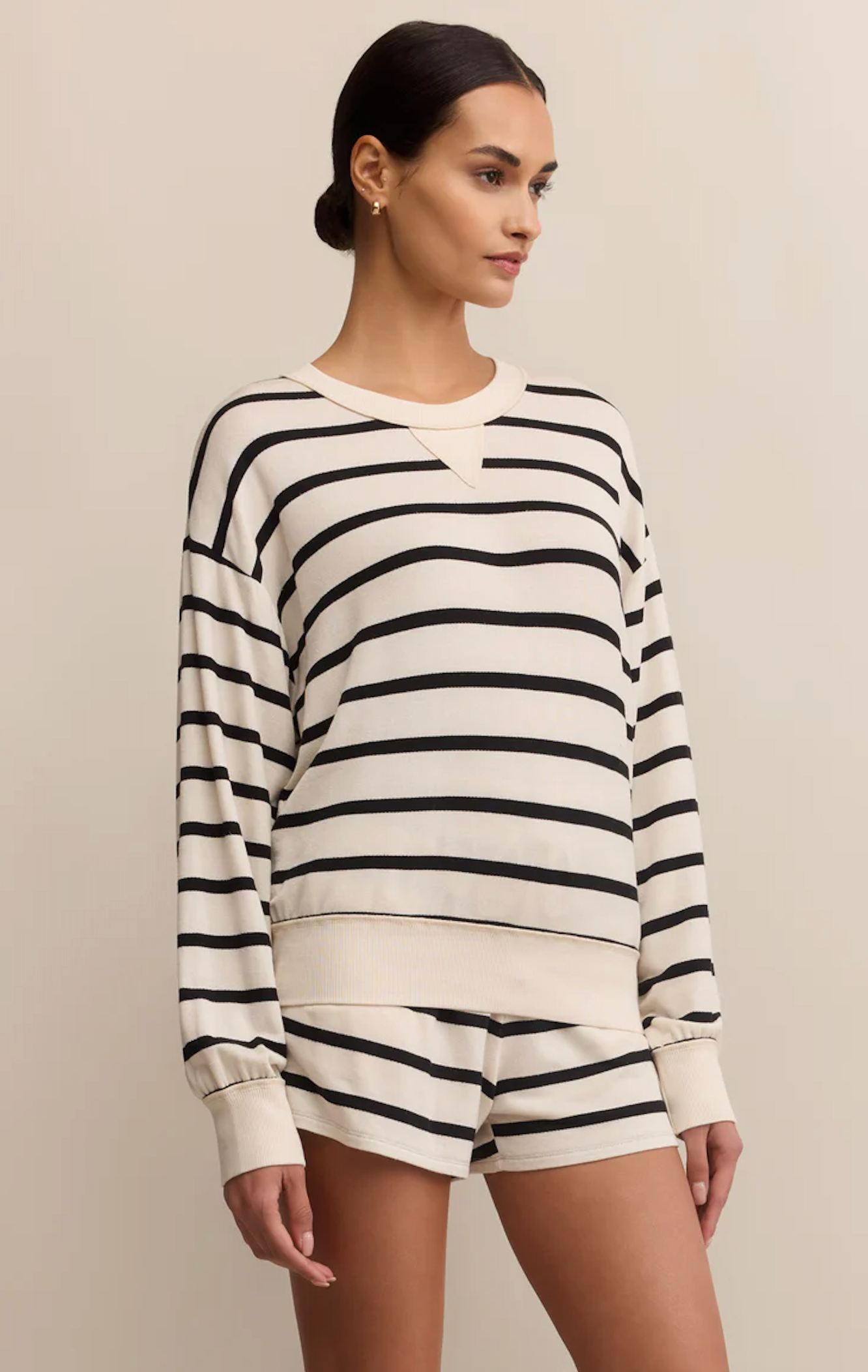 Stand Out Striped Sweatshirt - crystal
