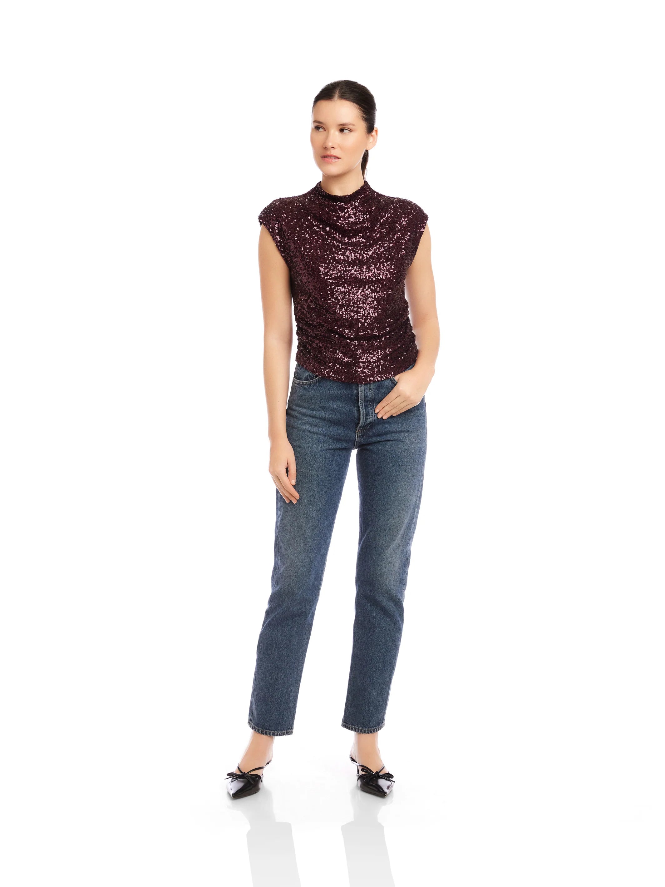 Gwennie Sequin Tank - eggplant