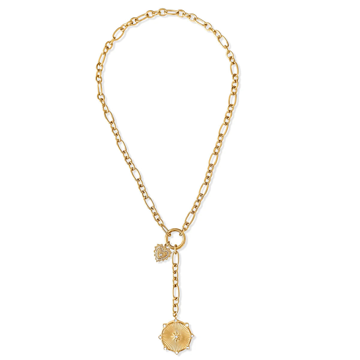 Linden toggle chain medallion lariat necklace - gold