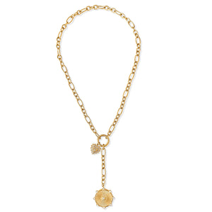 Linden toggle chain medallion lariat necklace - gold
