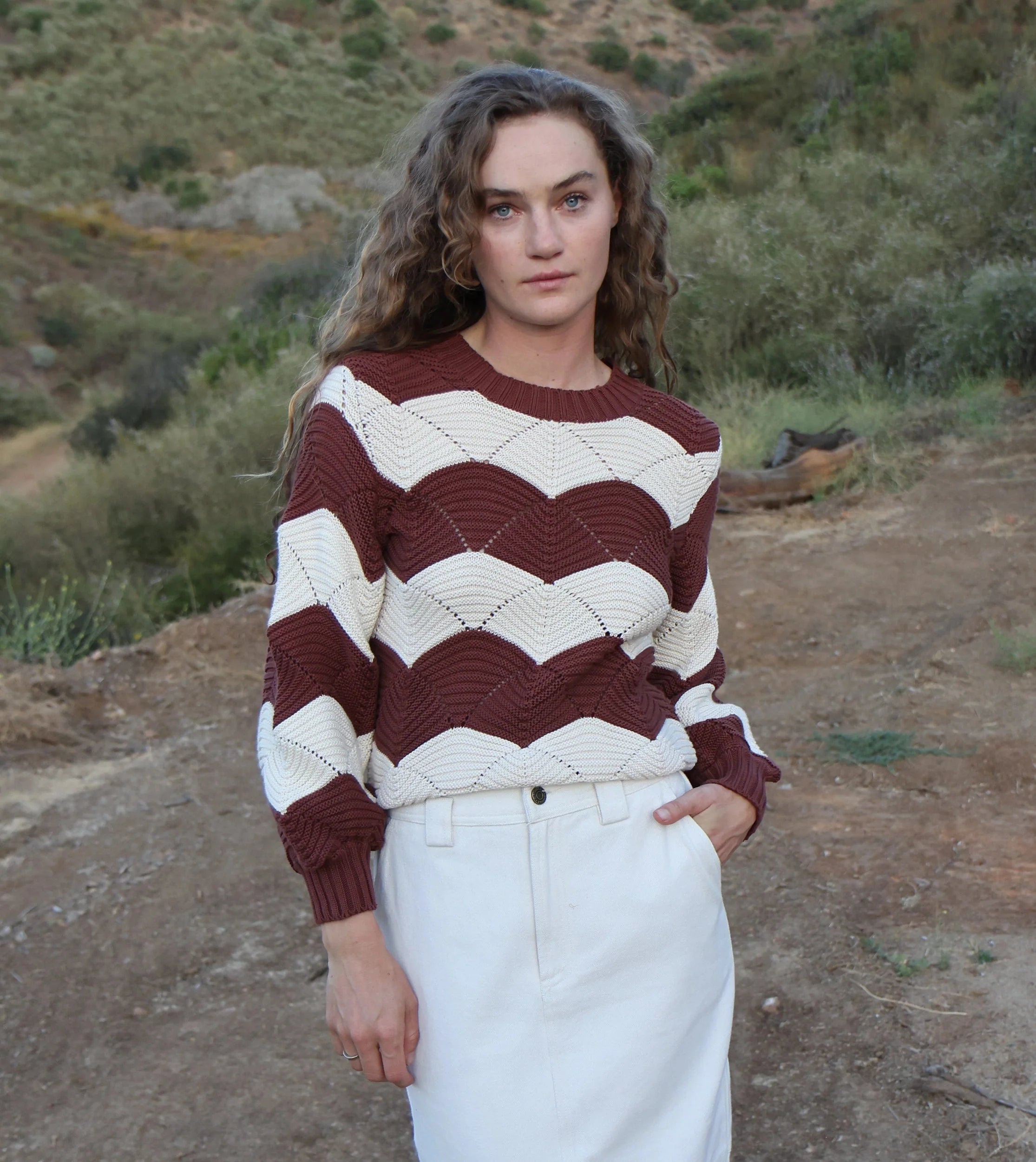 Kori sweater - ivory / terracotta