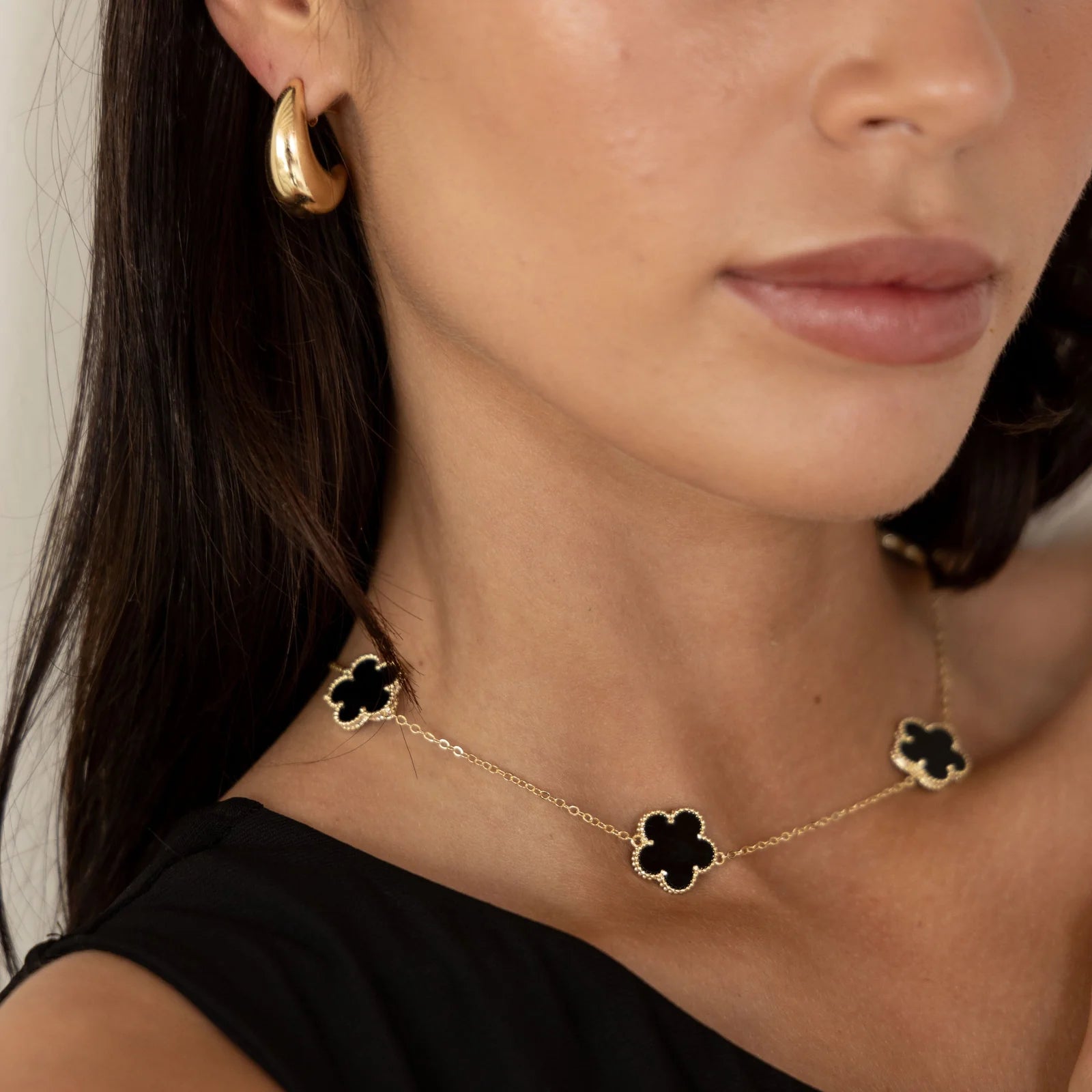 Adeline clover necklace - malachite green