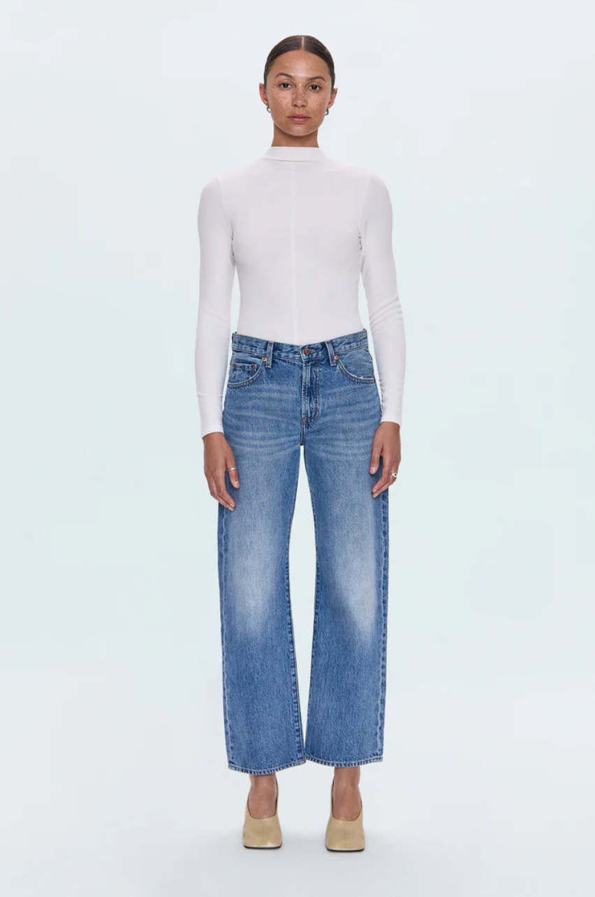 Lexi mid-rise bowed straight jeans - metropolis