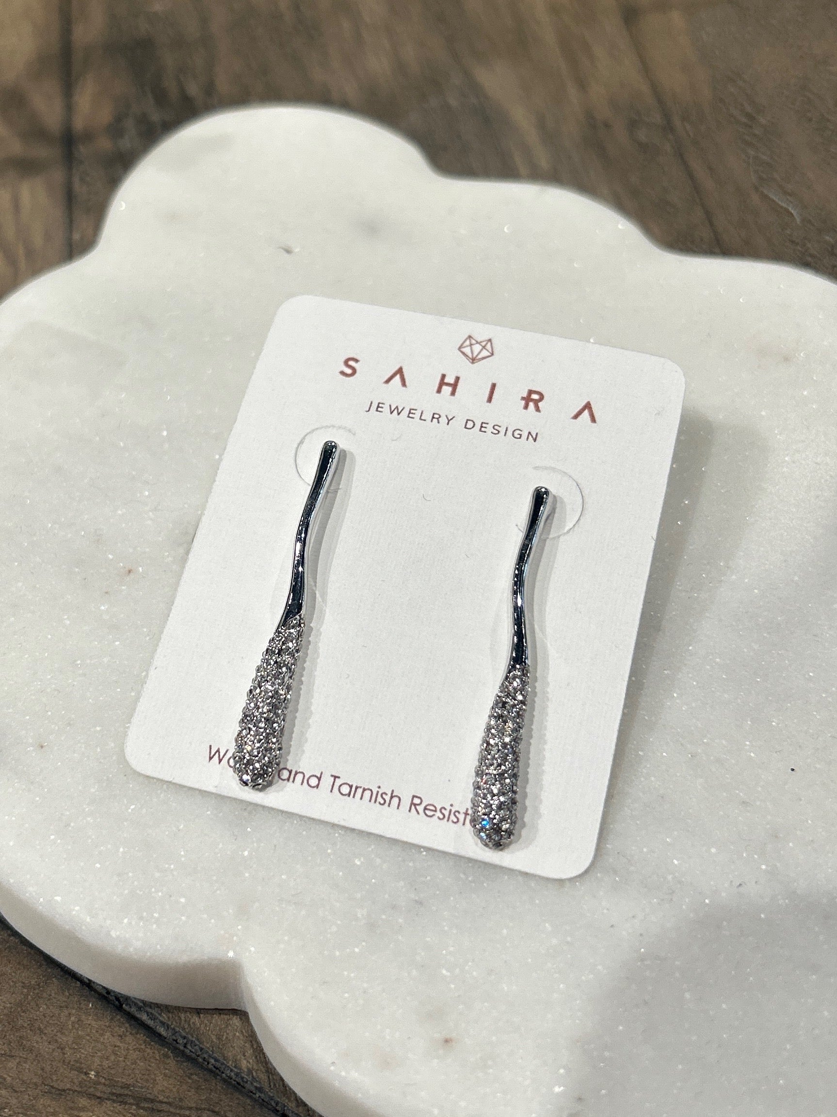 Betty CZ drop earrings  - silver