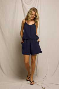 Lucca gauze shorts - navy