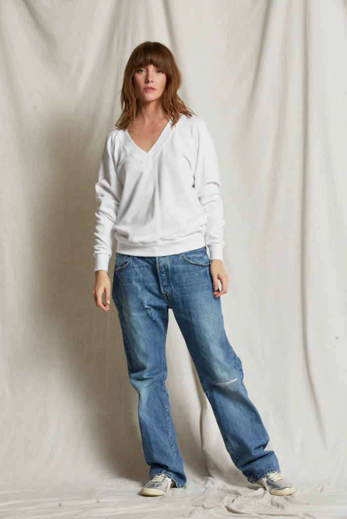 Sinead french terry v-neck sweatshirt - white