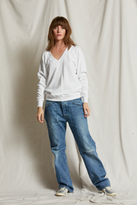 Sinead french terry v-neck sweatshirt - white