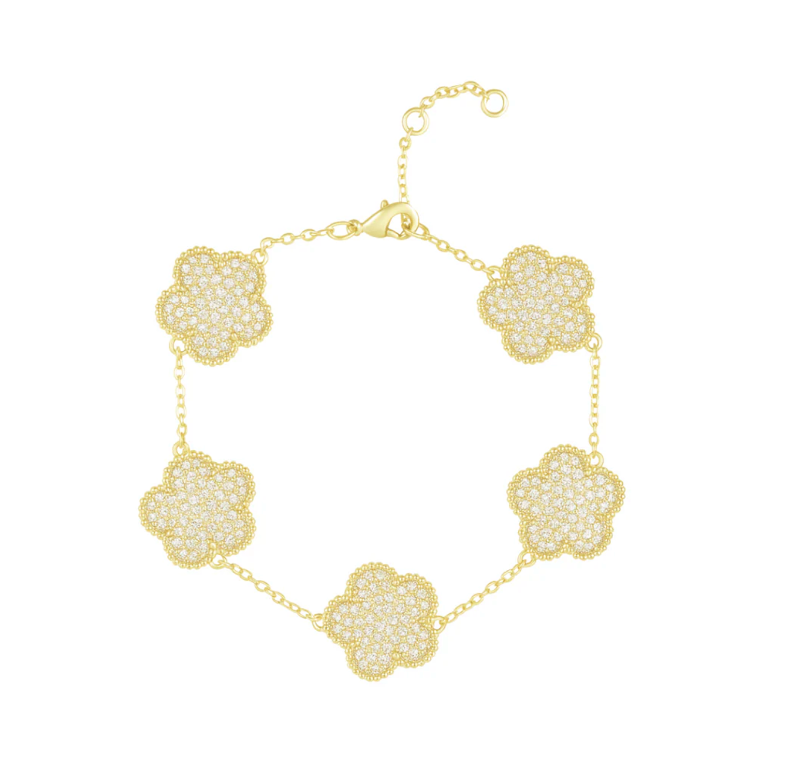 Adeline clover pave bracelet - gold