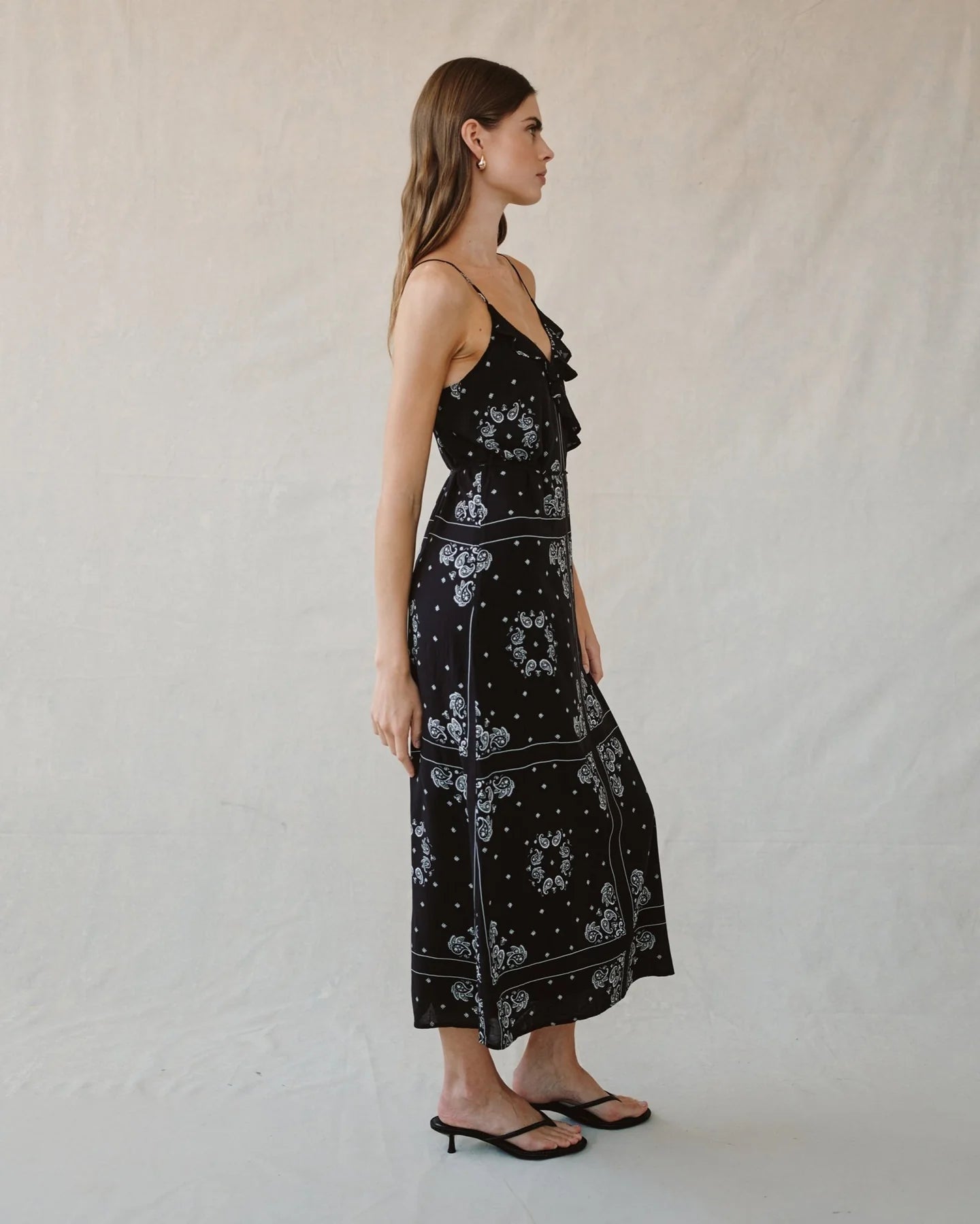 Ruffle cami midi dress - bandana print