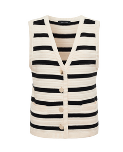 Textured sweater vest - macrame / black stripe