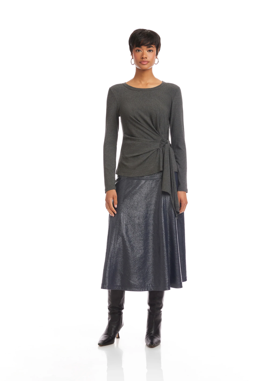 Addy Side-Knot Top - charcoal