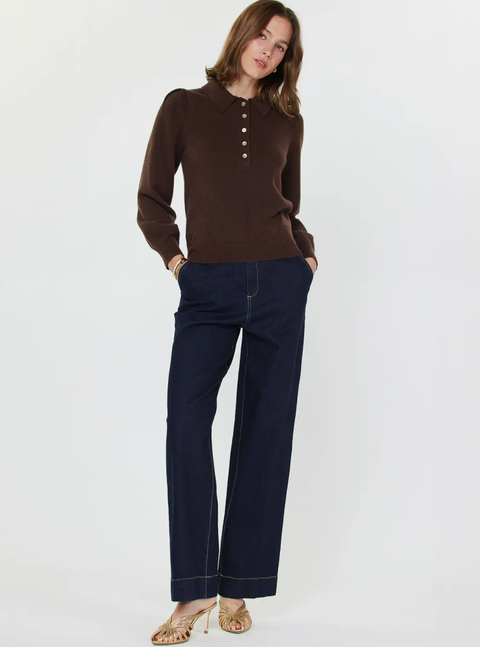 Polo Long Sleeve Sweater - brown