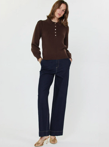 Polo Long Sleeve Sweater - brown
