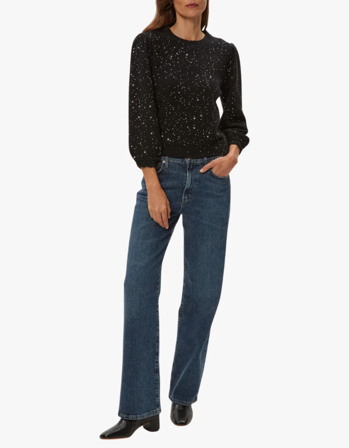 Deanna femme sleeve sweater - black