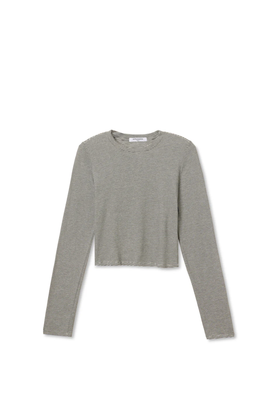 Jamie cotton long sleeve crew - ivory / black stripe