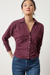 Side pleat button down (PA3129) - merlot