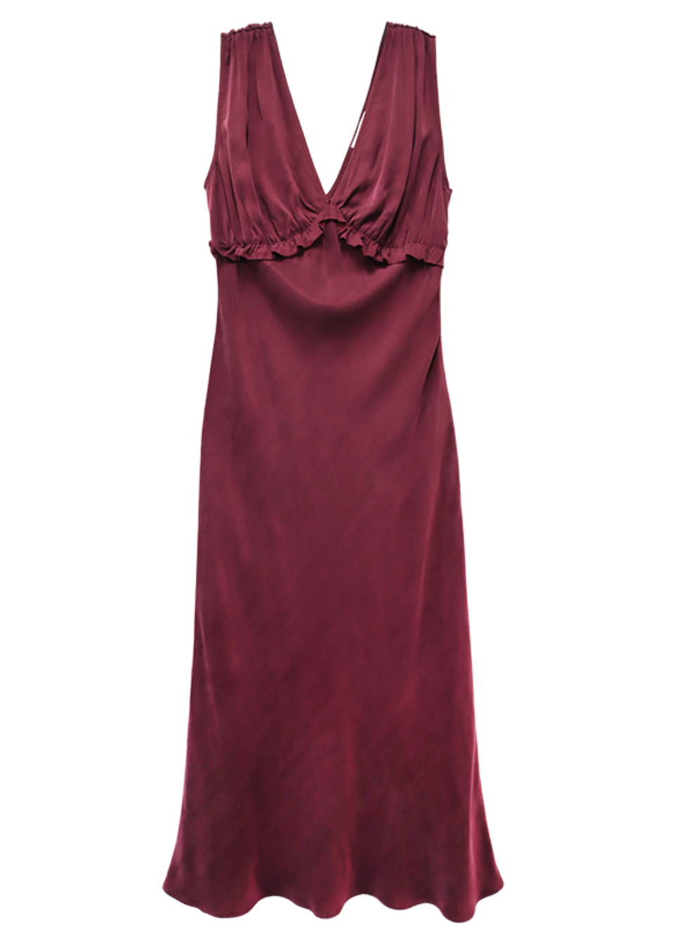 Cierra Ruffle Midi Dress - wine