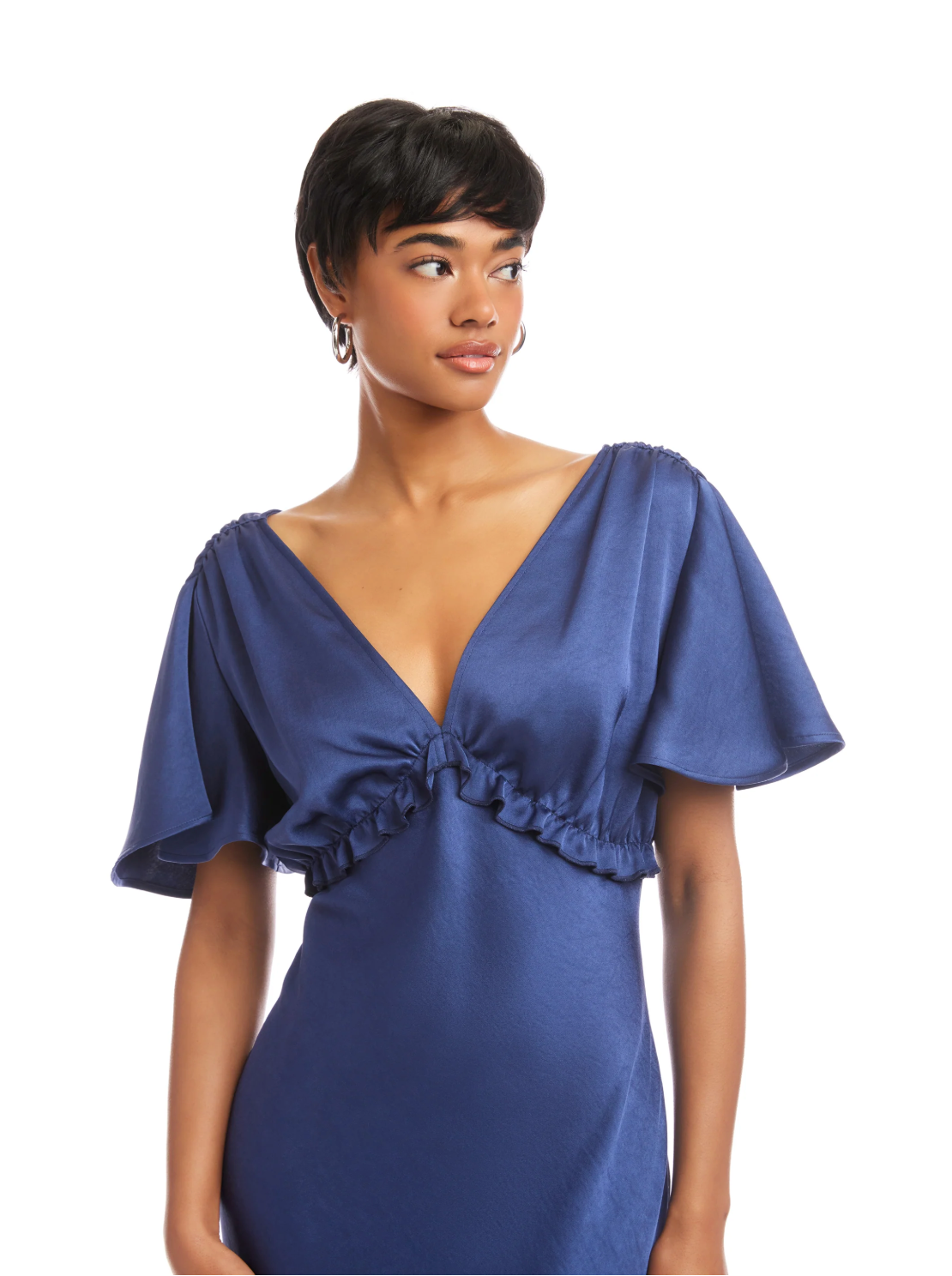 Shailene Flutter Sleeve Dress - deep blue