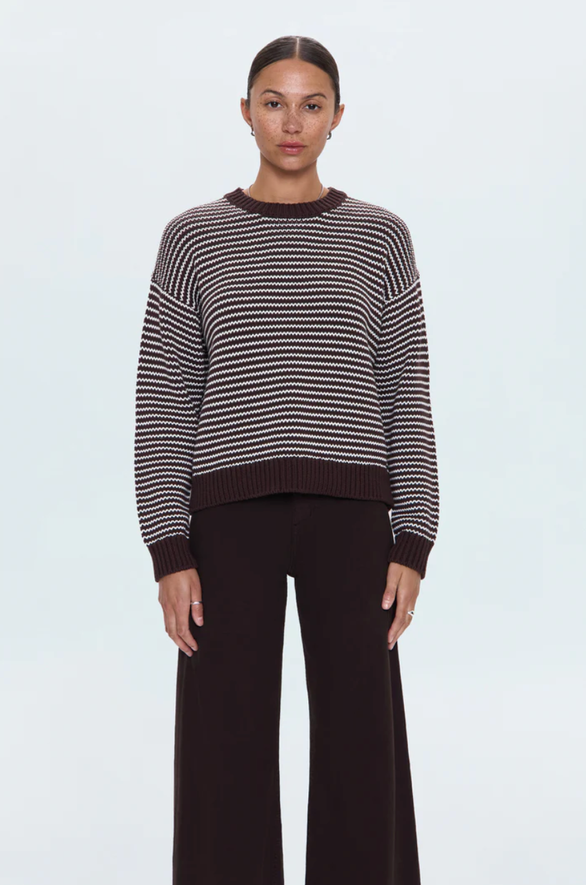 Aura relaxed crew neck sweater - mocha