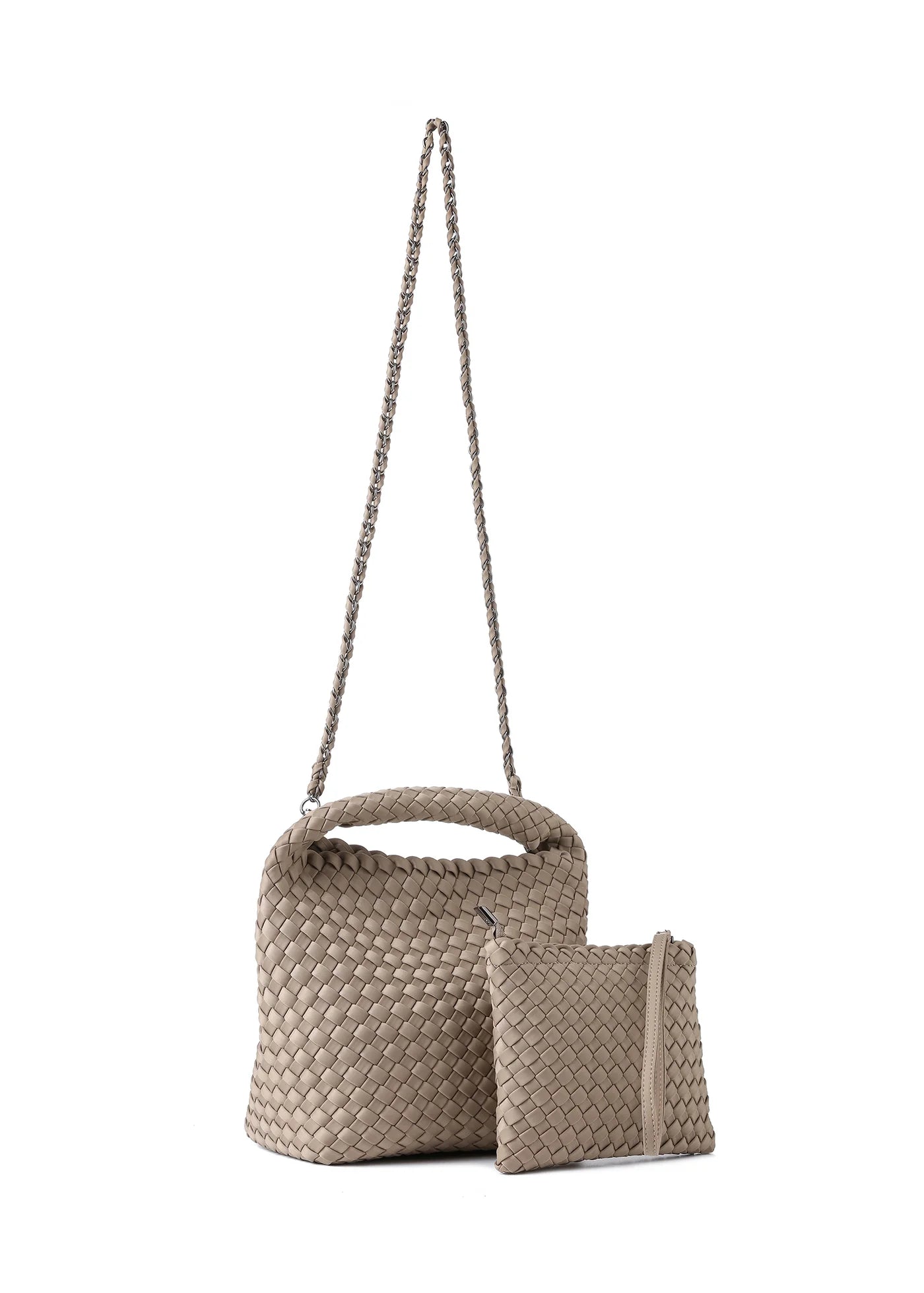 Shelly woven bucket bag - taupe