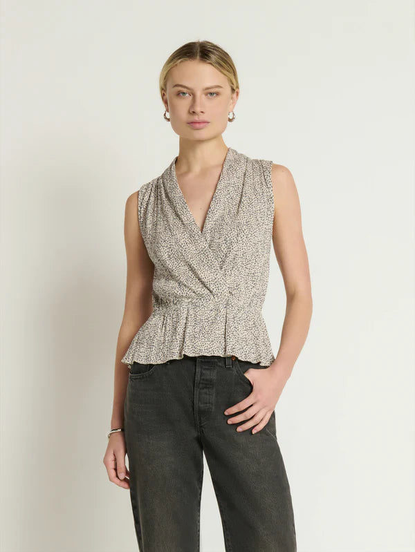 Nina Wrap Front Top - winter pebble
