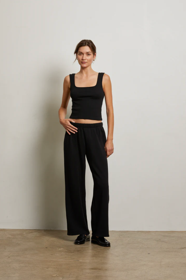 Nora french terry easy pull on pant - true black