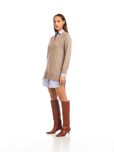 Carrie mixed media dress - wheat