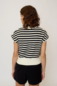 Olive striped stitch dolman - bone