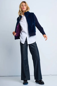 The Teddy faux fur knit jacket - navy