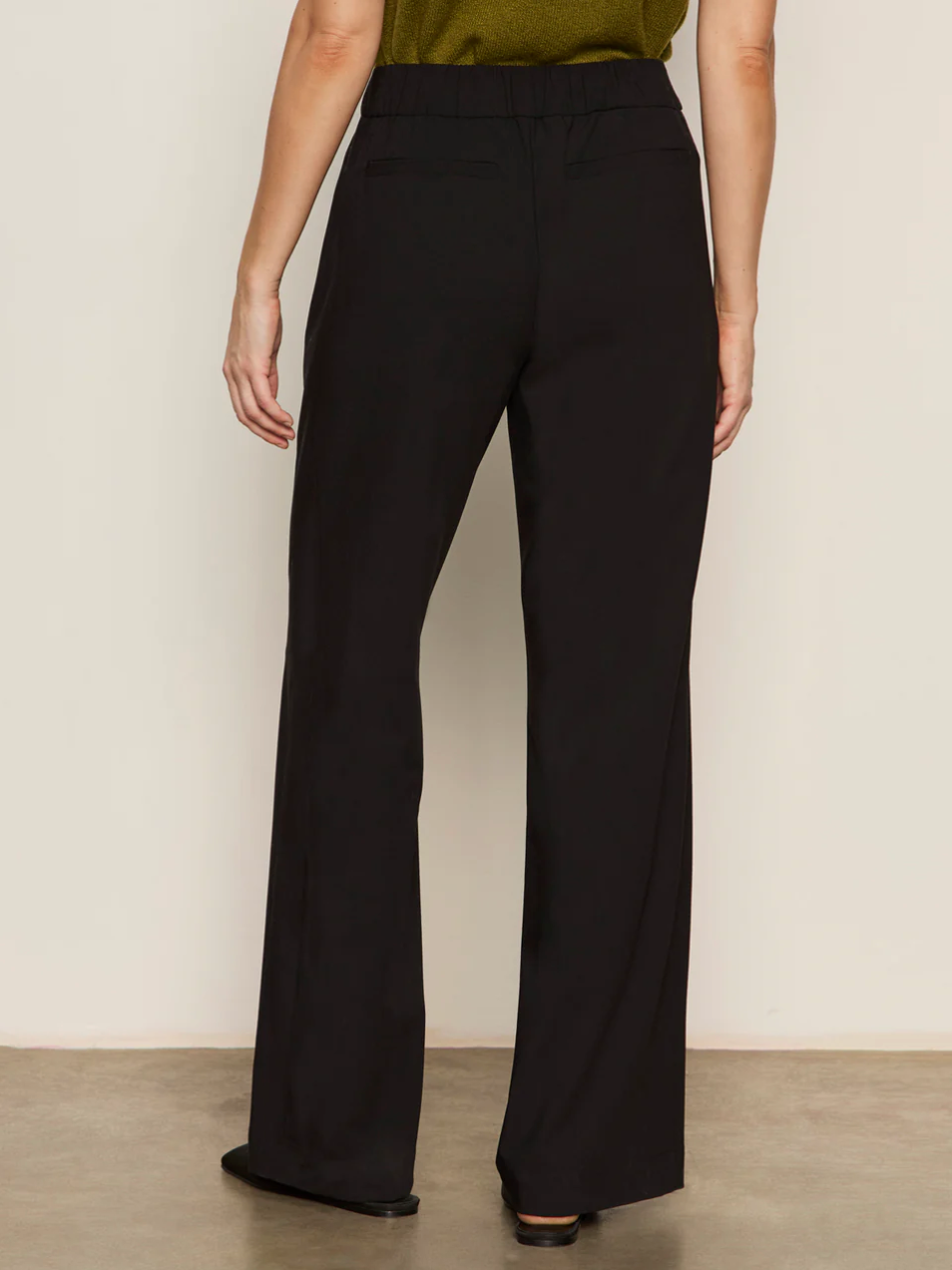 Modern gab wide leg trouser - black