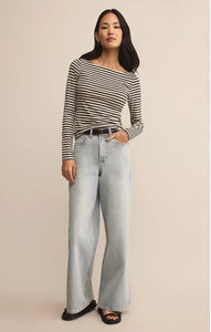 Pristine rib striped tee - black
