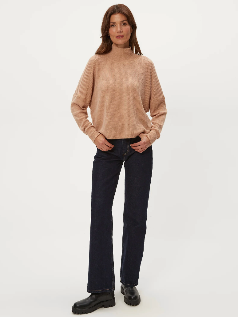 Wynn brushed waffle top - cumin