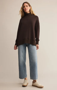 Sable luxe mock neck top - chocolate cherry