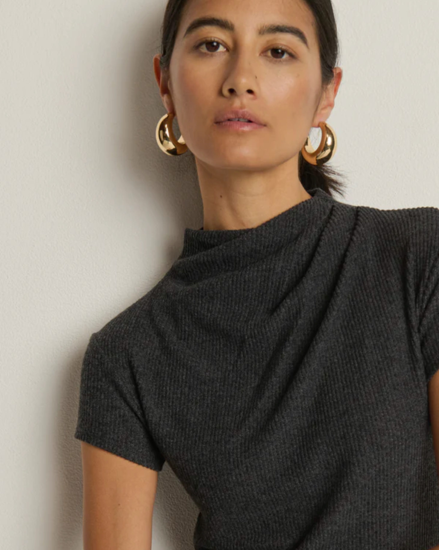 Katie top - heather charcoal